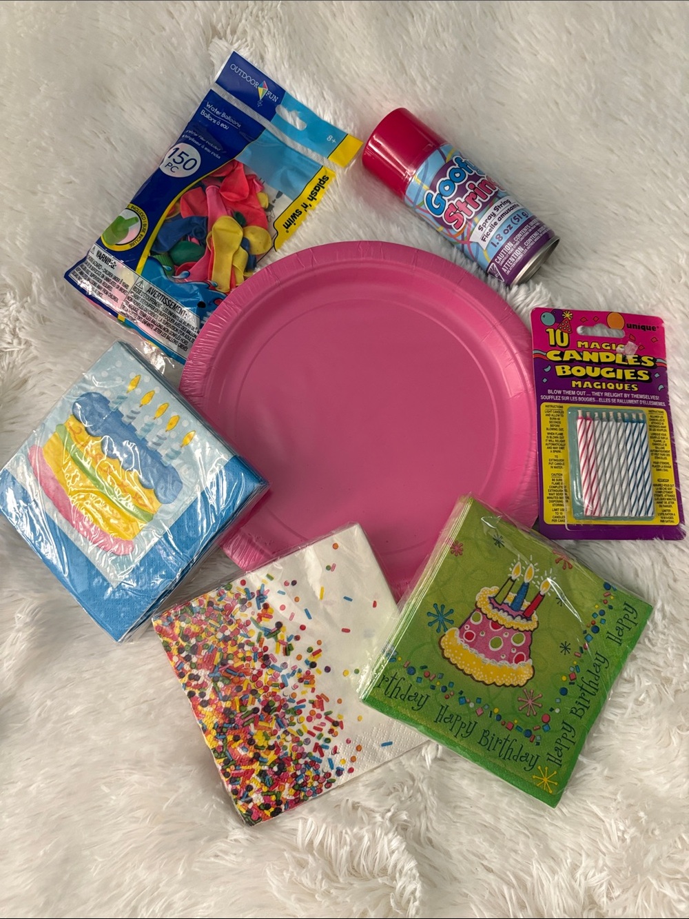 Party Essentials Kit with Pink Plates & Assorted Birthday Napkins - NWT